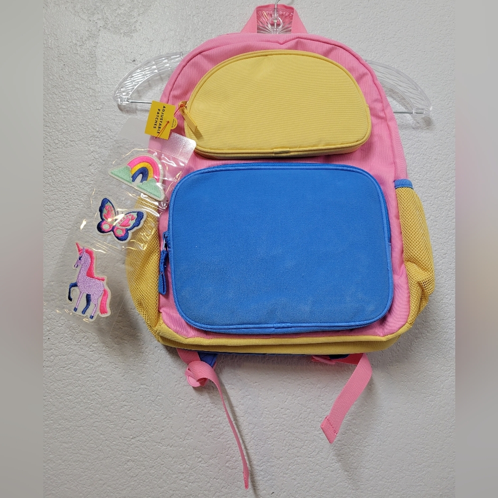 Cat & Jack Colorful Kids Backpack with Patches Nwt